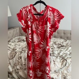 Talbots Women’s Red & White Short Flutter Sleeveless dress Size Large